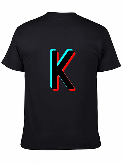 3D Letter K Black T-Shirt