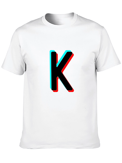 3D Letter K Black T-Shirt