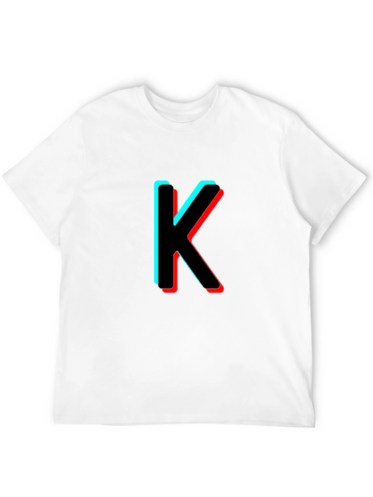 3D Letter K Black T-Shirt