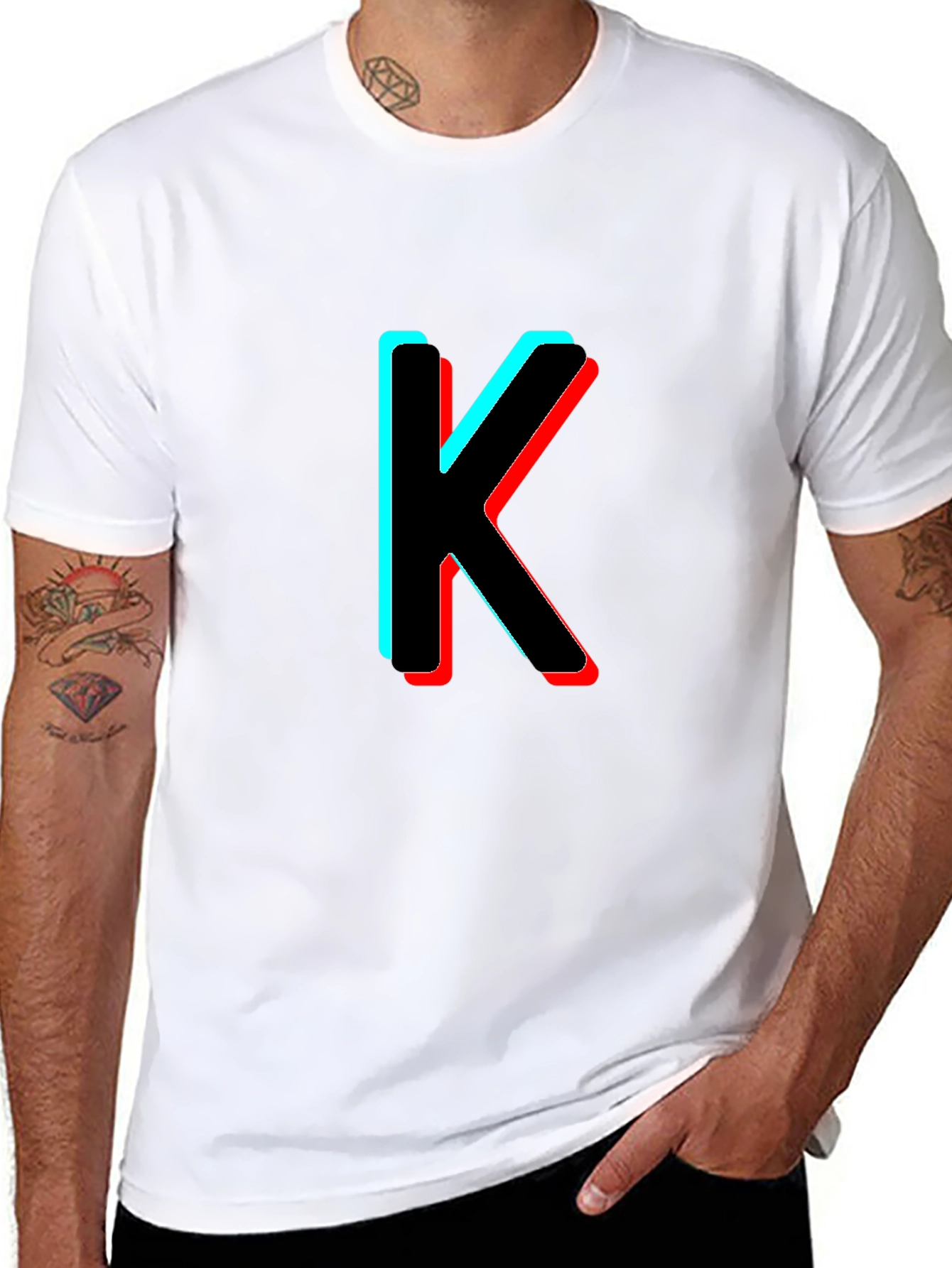 3D Letter K Black T-Shirt