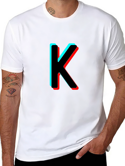 3D Letter K Black T-Shirt