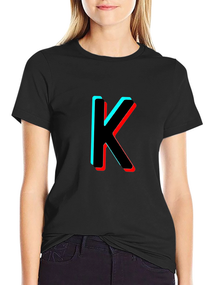 3D Letter K Black T-Shirt