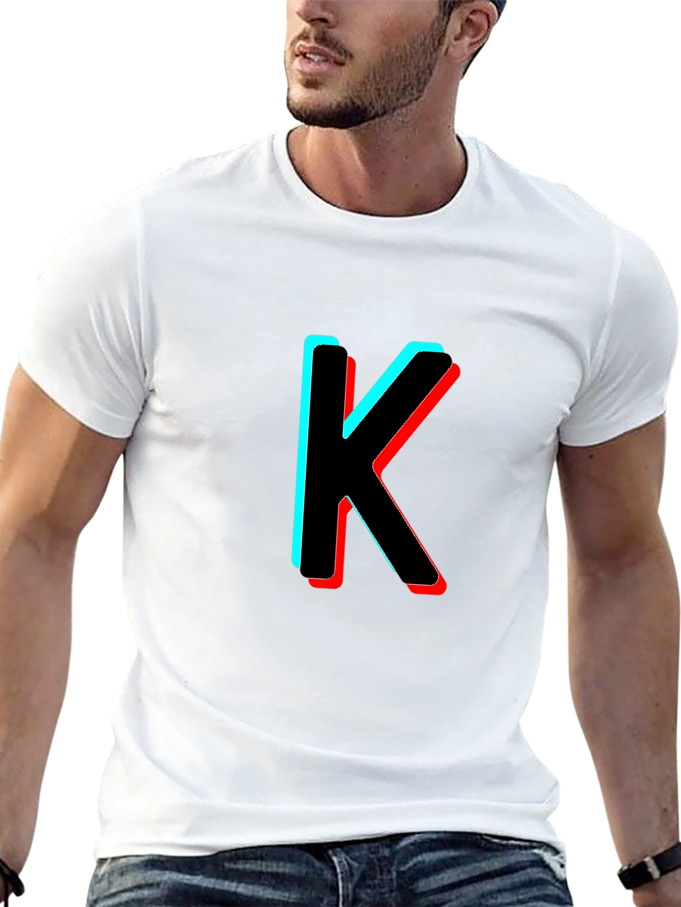 3D Letter K Black T-Shirt