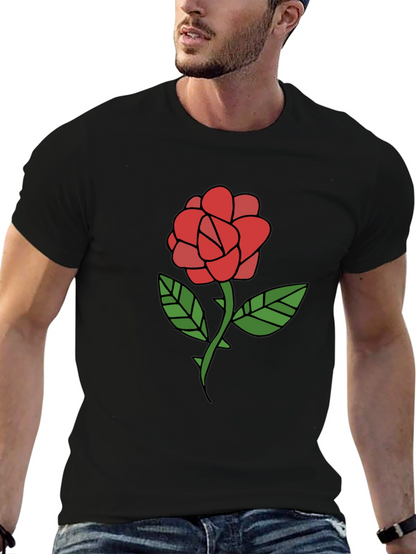 Rose Graphic T-Shirt - Casual Black Tee