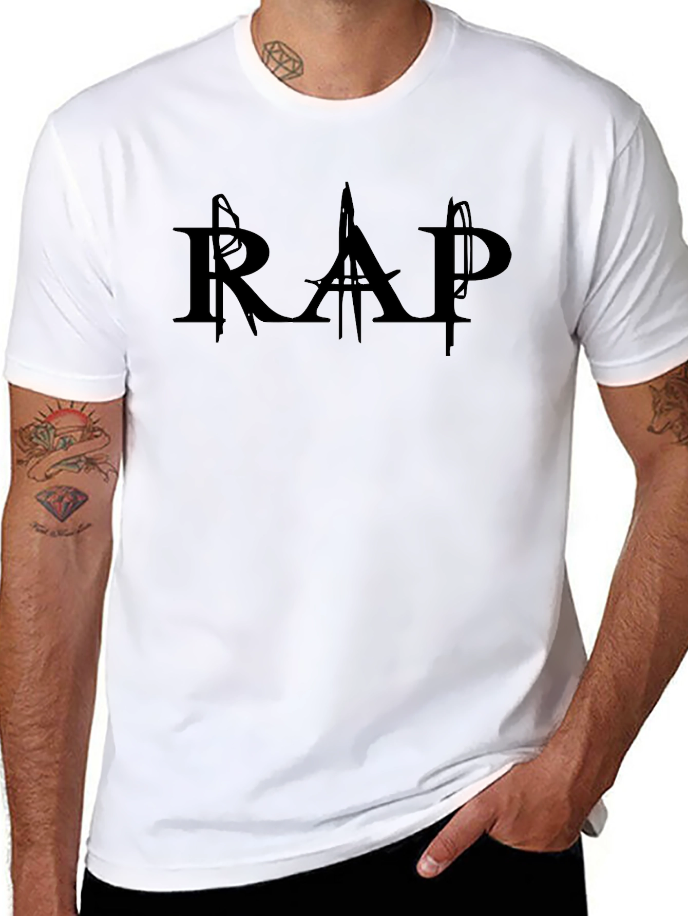 Edgy RAP Graphic Black T-Shirt