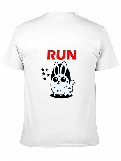 Run Bunny Graphic Tee -  Mens Black Cotton T-Shirt