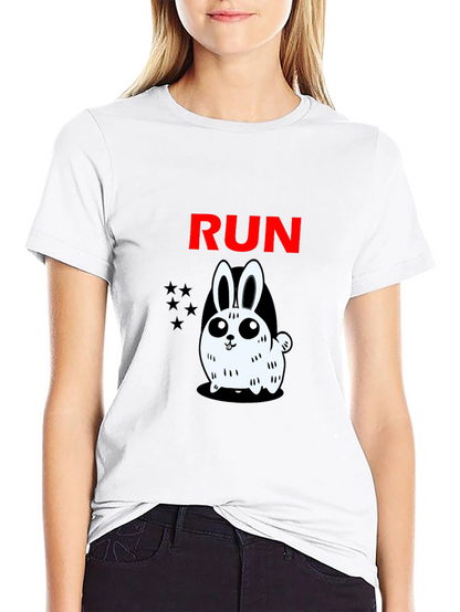 Run Bunny Graphic Tee -  Mens Black Cotton T-Shirt