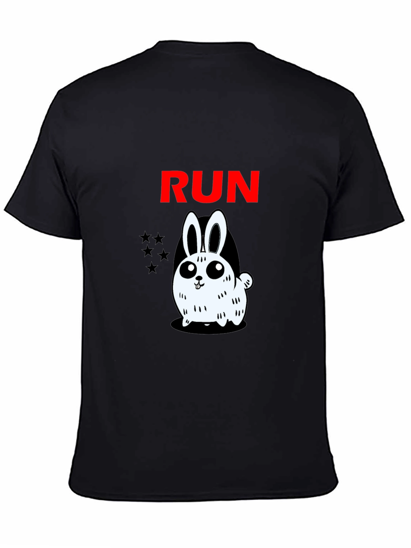 Run Bunny Graphic Tee -  Mens Black Cotton T-Shirt