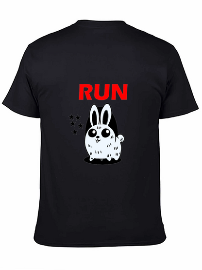 Run Bunny Graphic Tee -  Mens Black Cotton T-Shirt