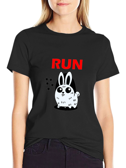 Run Bunny Graphic Tee -  Mens Black Cotton T-Shirt