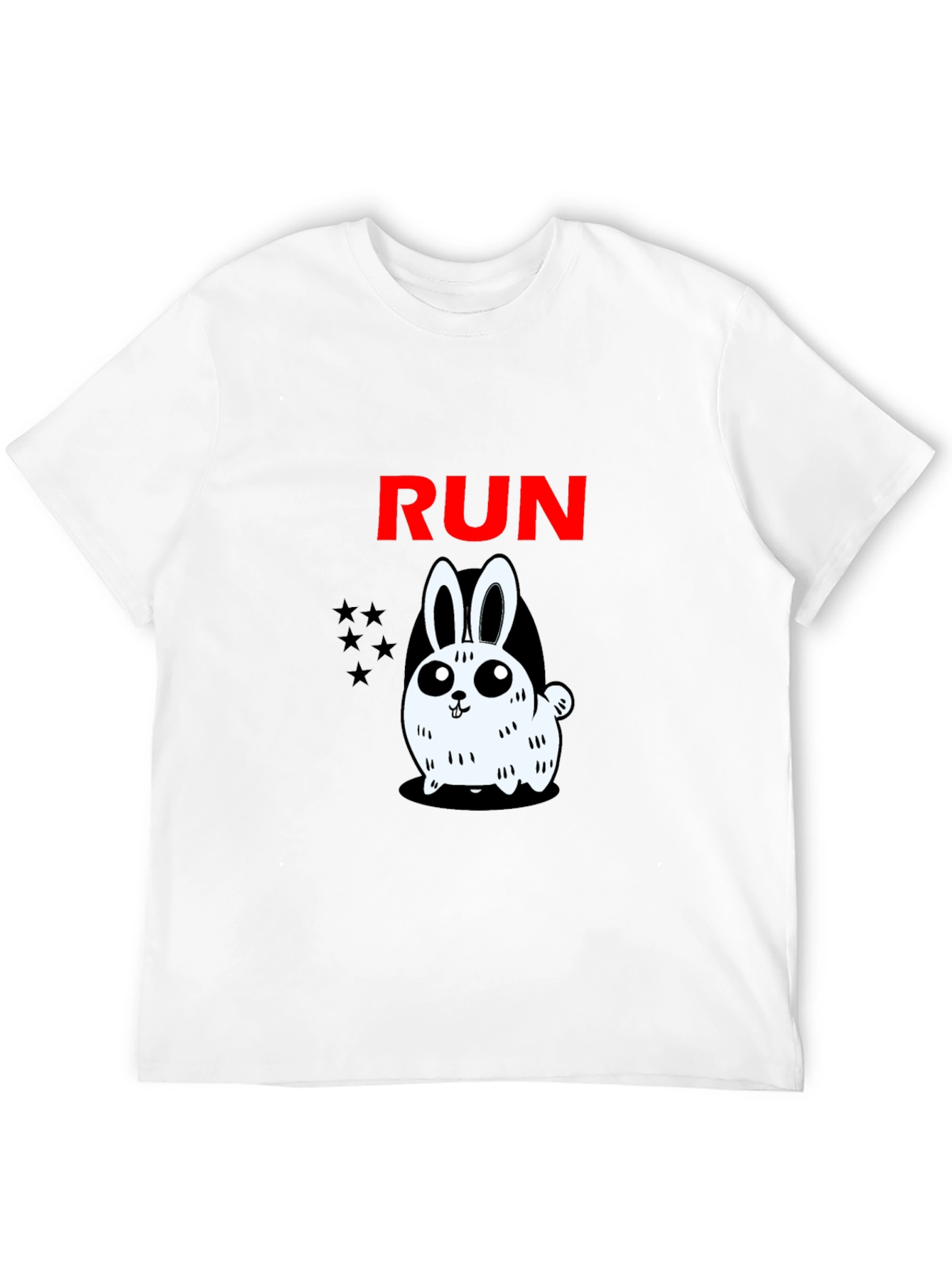 Run Bunny Graphic Tee -  Mens Black Cotton T-Shirt