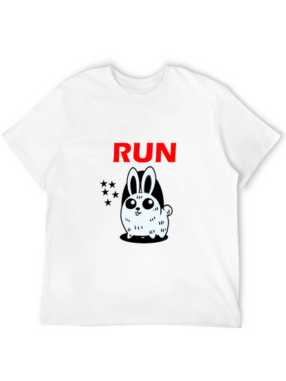 Run Bunny Graphic Tee -  Mens Black Cotton T-Shirt