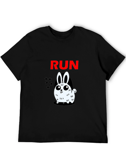 Run Bunny Graphic Tee -  Mens Black Cotton T-Shirt
