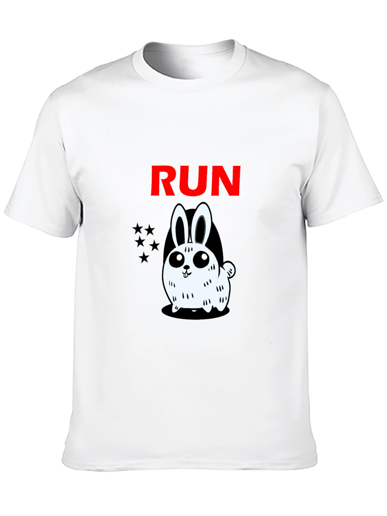 Run Bunny Graphic Tee -  Mens Black Cotton T-Shirt