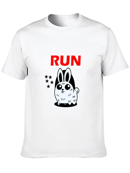 Run Bunny Graphic Tee -  Mens Black Cotton T-Shirt