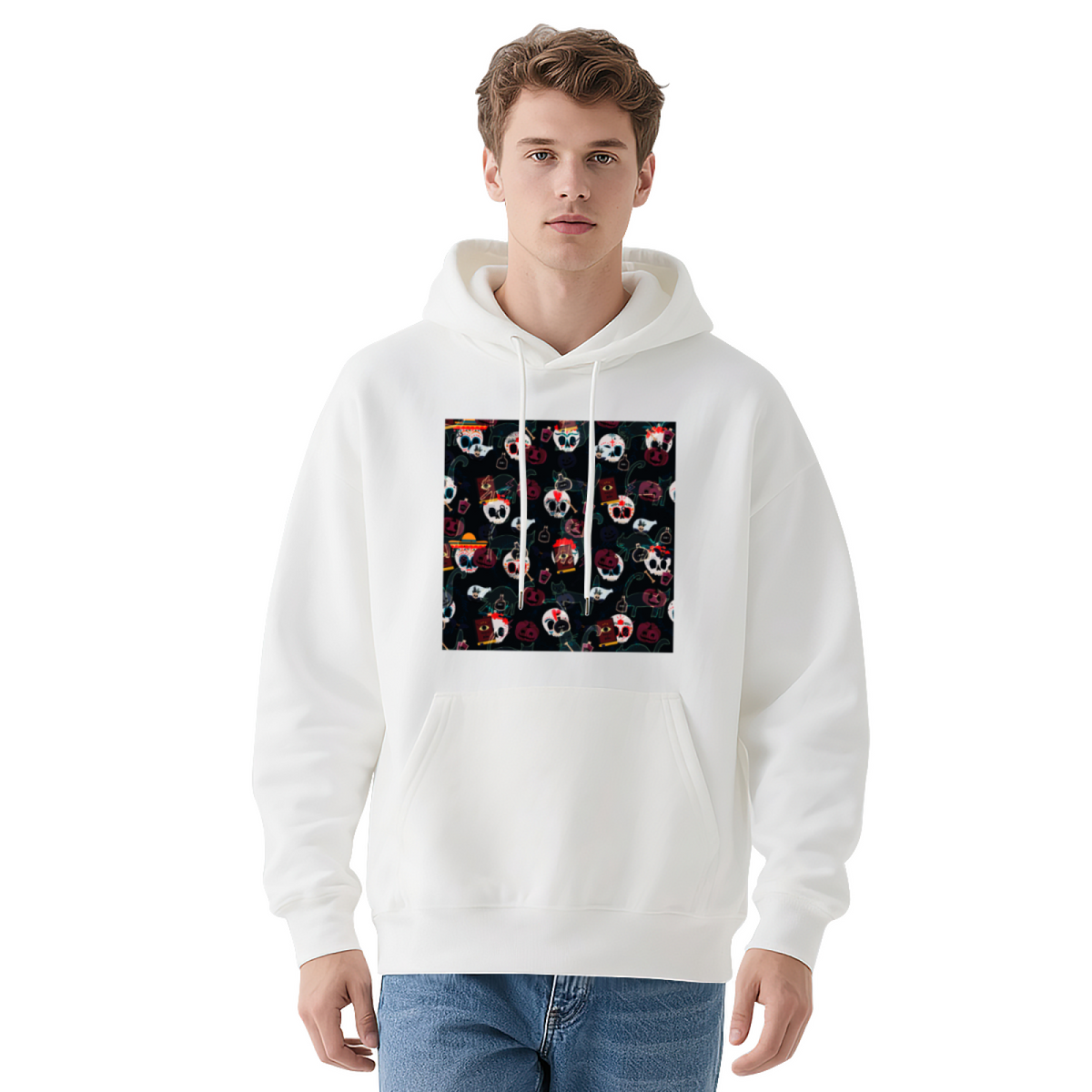 Premium Graphic Hoodie - Skull with Flowers