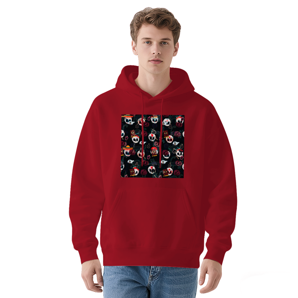 Premium Graphic Hoodie - Skull with Flowers