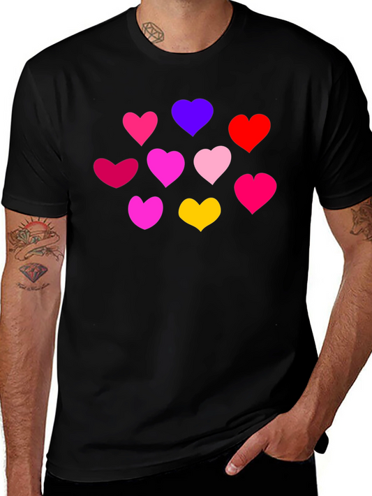 Heartful Tee: Colorful Hearts on Black Shirt