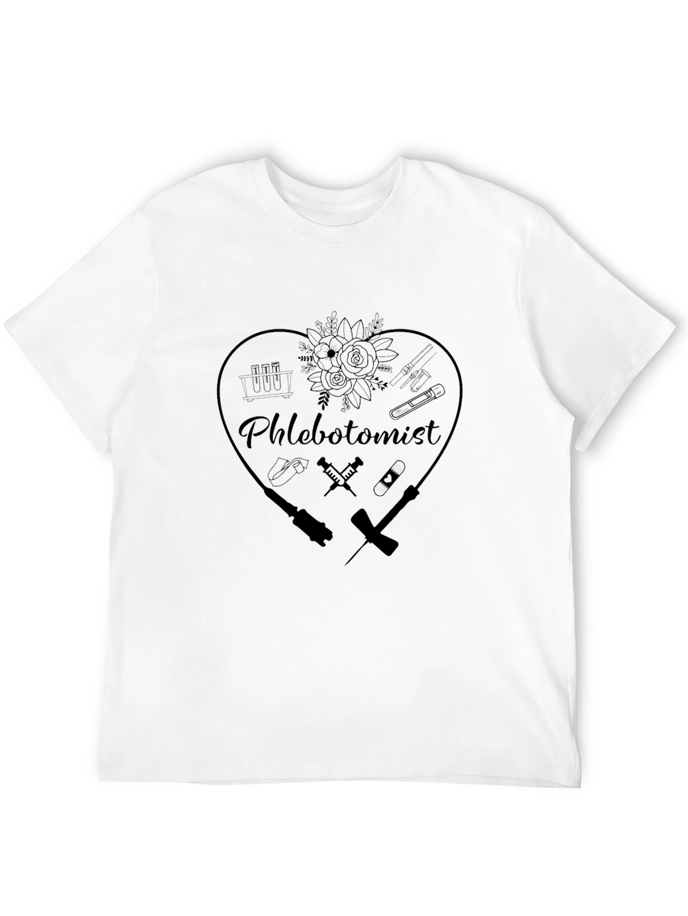 Phlebotomist Heart Graphic T-Shirt - Black