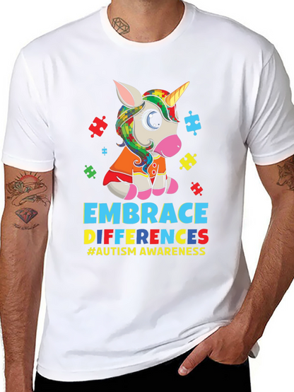 Embrace Differences Autism Awareness Unicorn T-Shirt