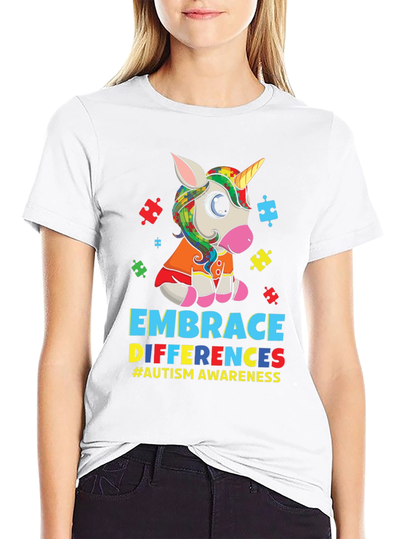 Embrace Differences Autism Awareness Unicorn T-Shirt
