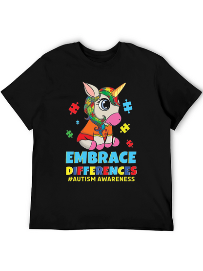 Embrace Differences Autism Awareness Unicorn T-Shirt