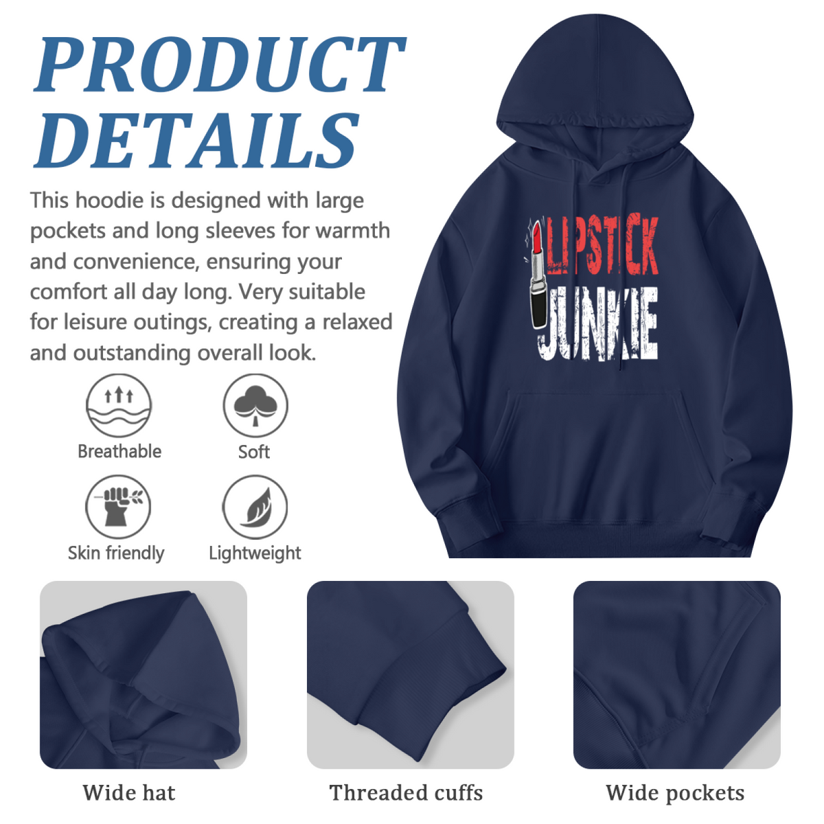 Lipstick Junkie Distressed Graphic Hoodie