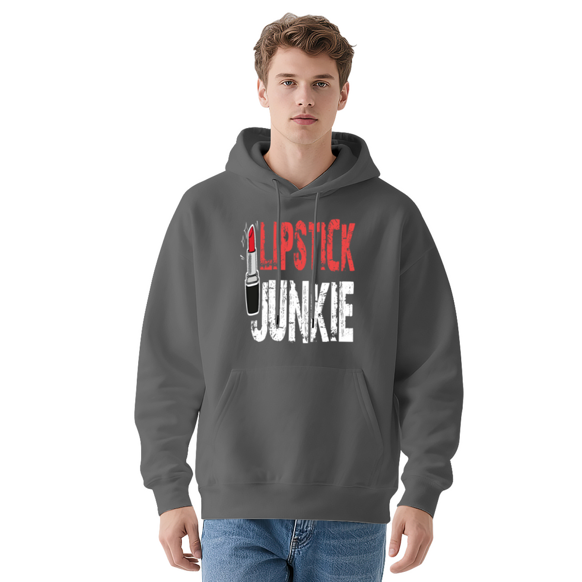 Lipstick Junkie Distressed Graphic Hoodie