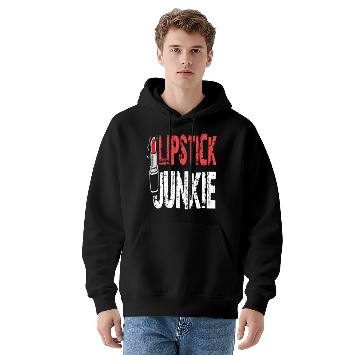 Lipstick Junkie Distressed Graphic Hoodie