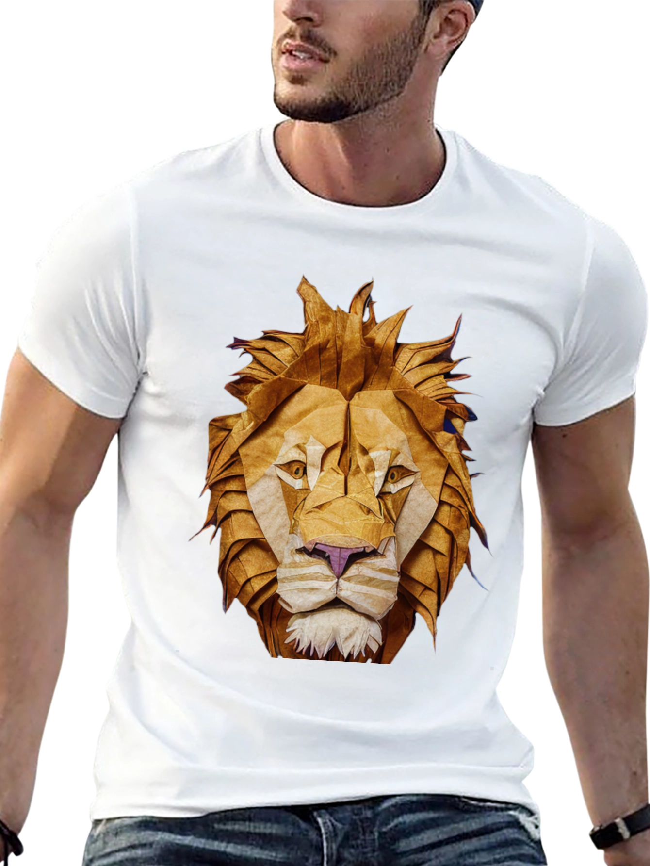 Origami Lion Graphic Tee - Black