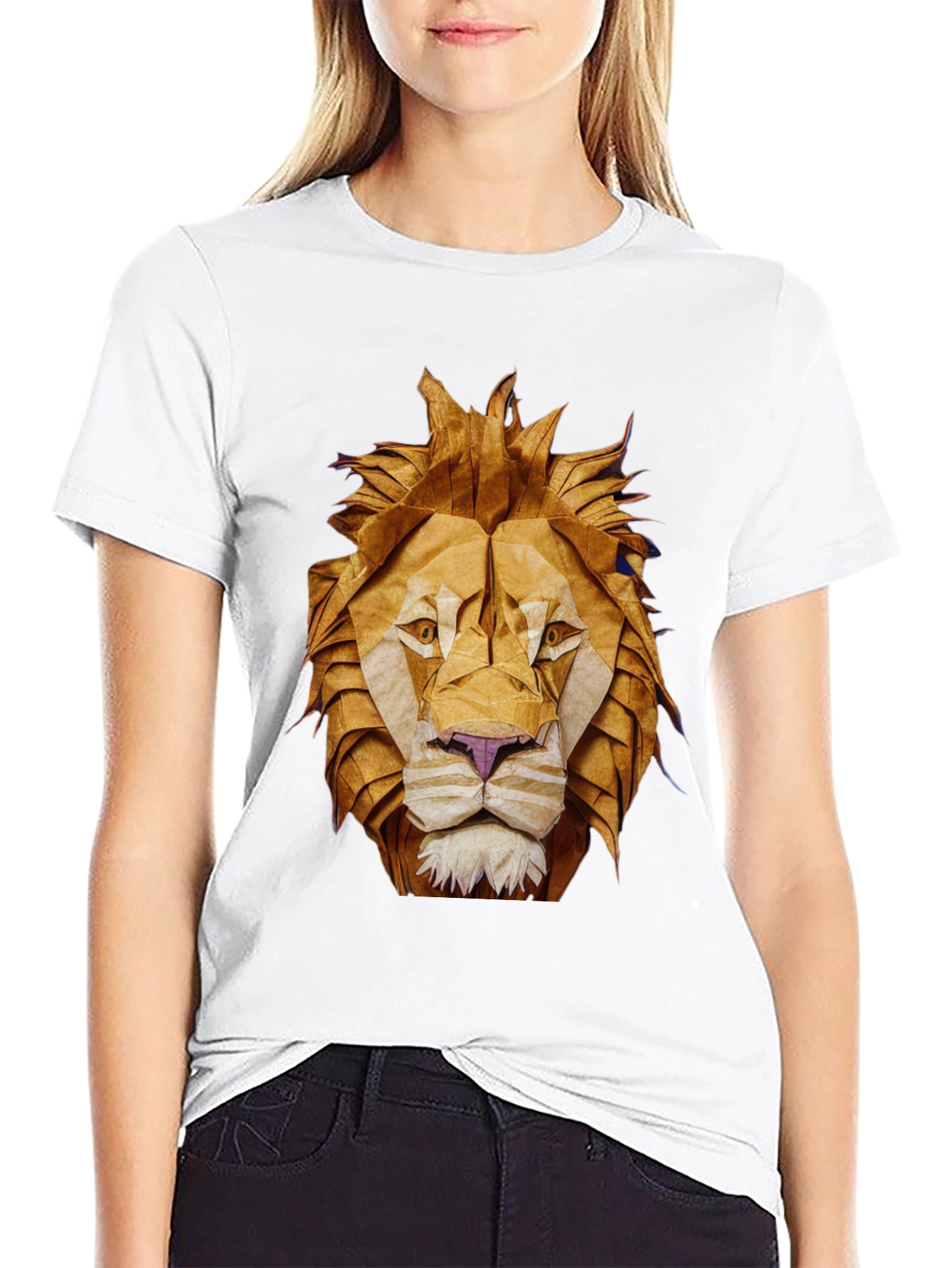 Origami Lion Graphic Tee - Black