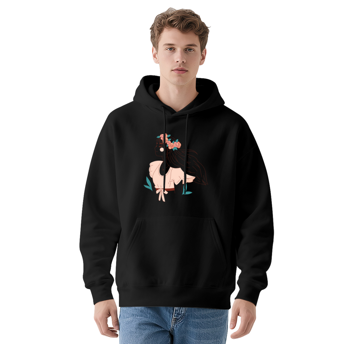 Cool Graphic Hoodie - Minimalist Illustration Girl