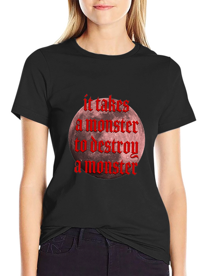 Monster Destroy Graphic Black T-Shirt