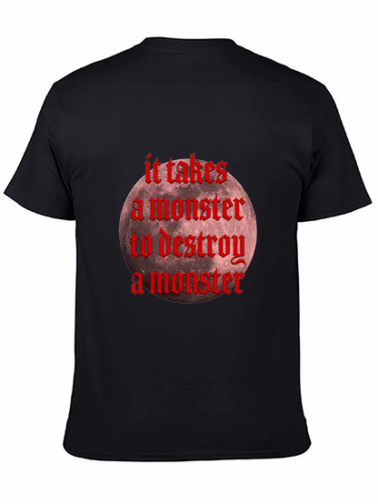 Monster Destroy Graphic Black T-Shirt