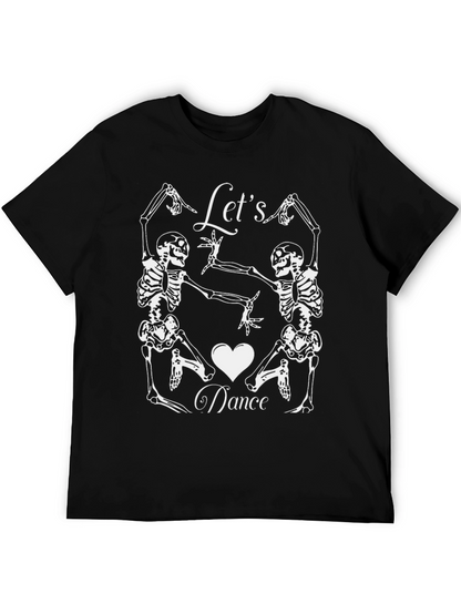 Skeleton Dance Graphic Tee - Halloween Black T-Shirt