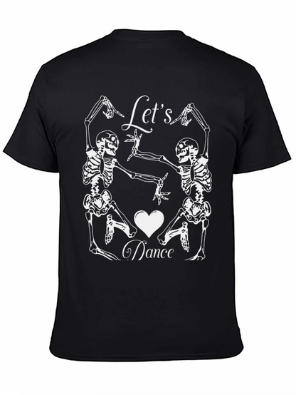 Skeleton Dance Graphic Tee - Halloween Black T-Shirt
