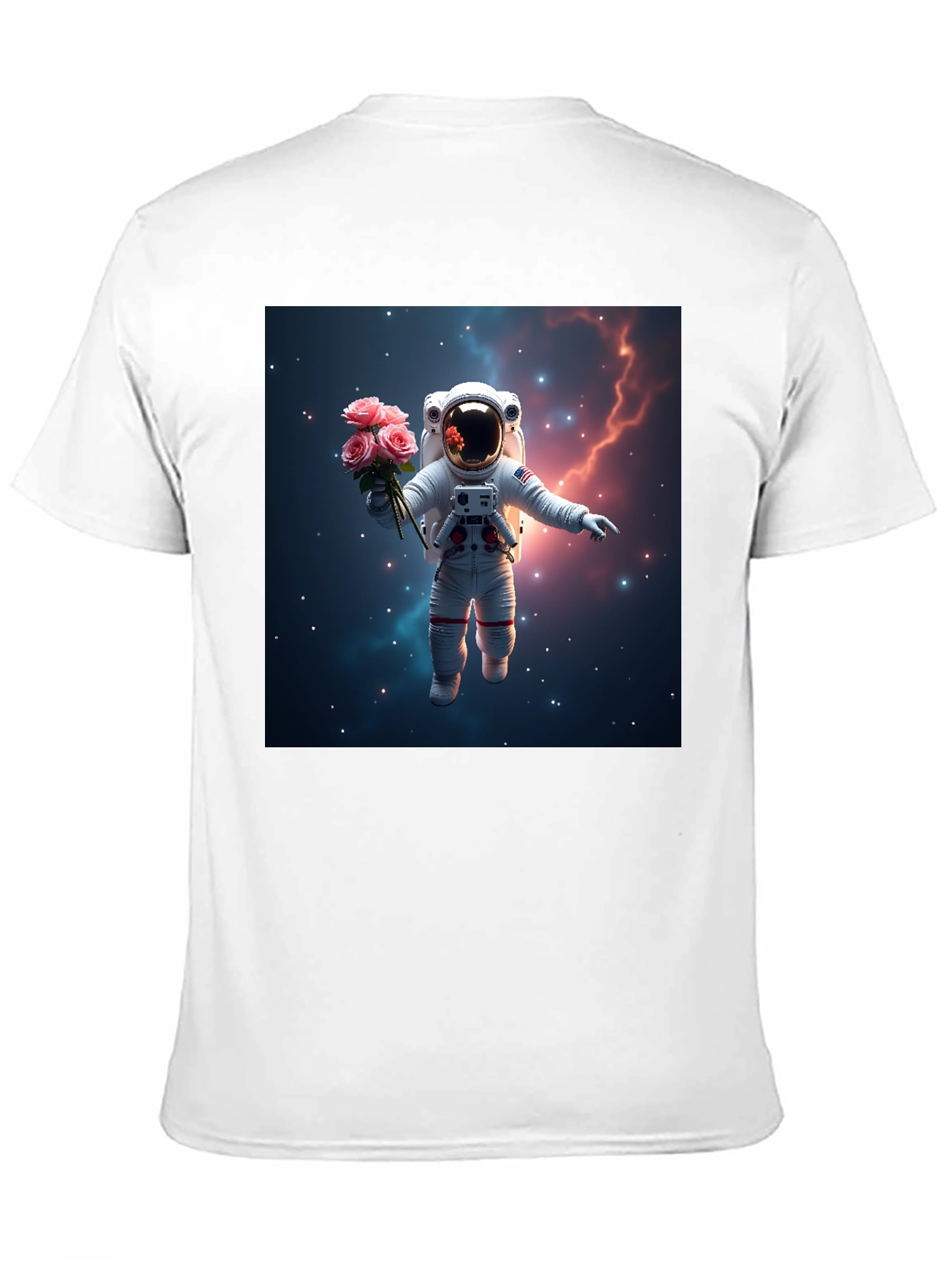 Astronaut in Space T-Shirt - Floral Cosmic Design