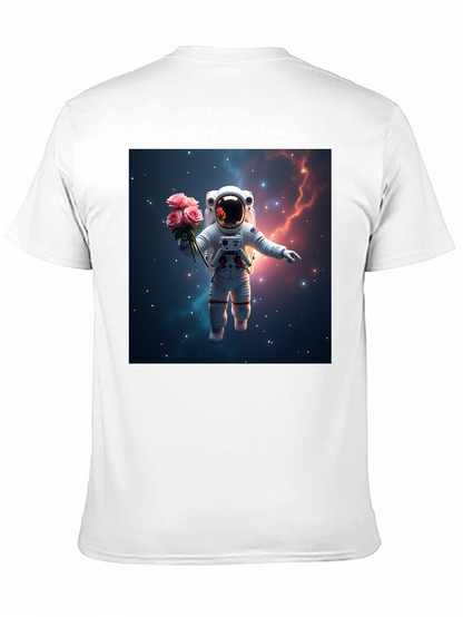 Astronaut in Space T-Shirt - Floral Cosmic Design
