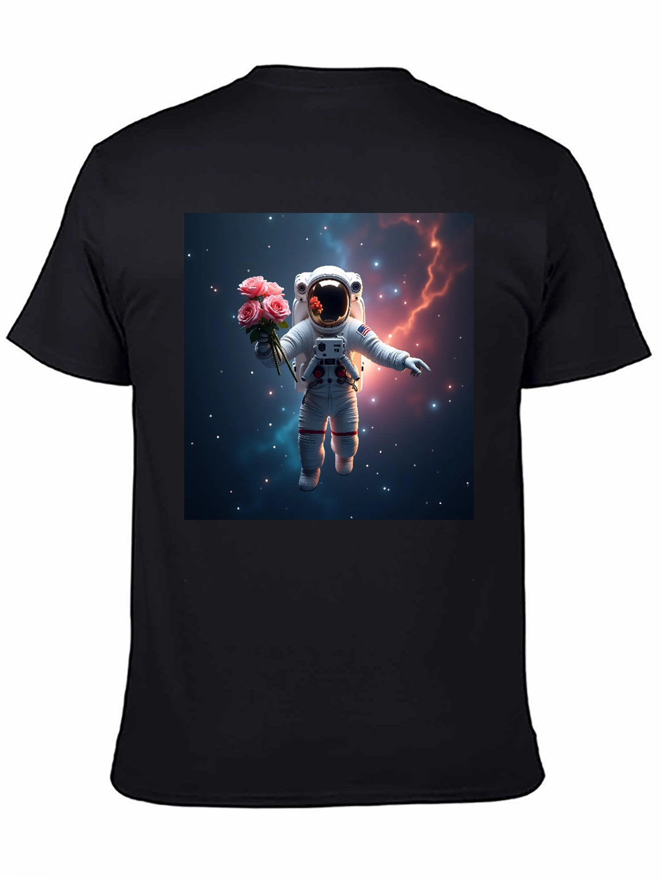 Astronaut in Space T-Shirt - Floral Cosmic Design