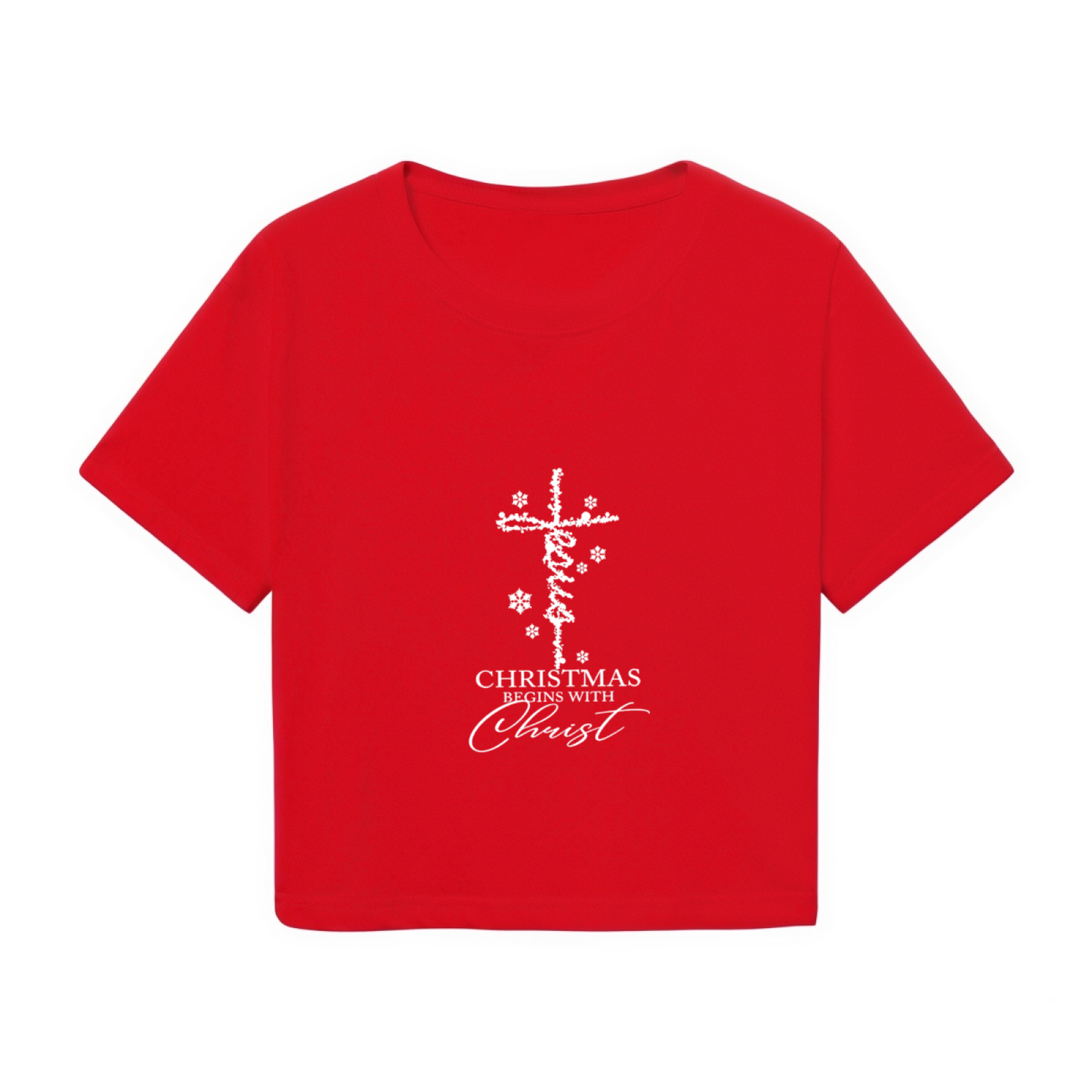 Christmas Begins With Christ Cross Faith X?mas Crop Top