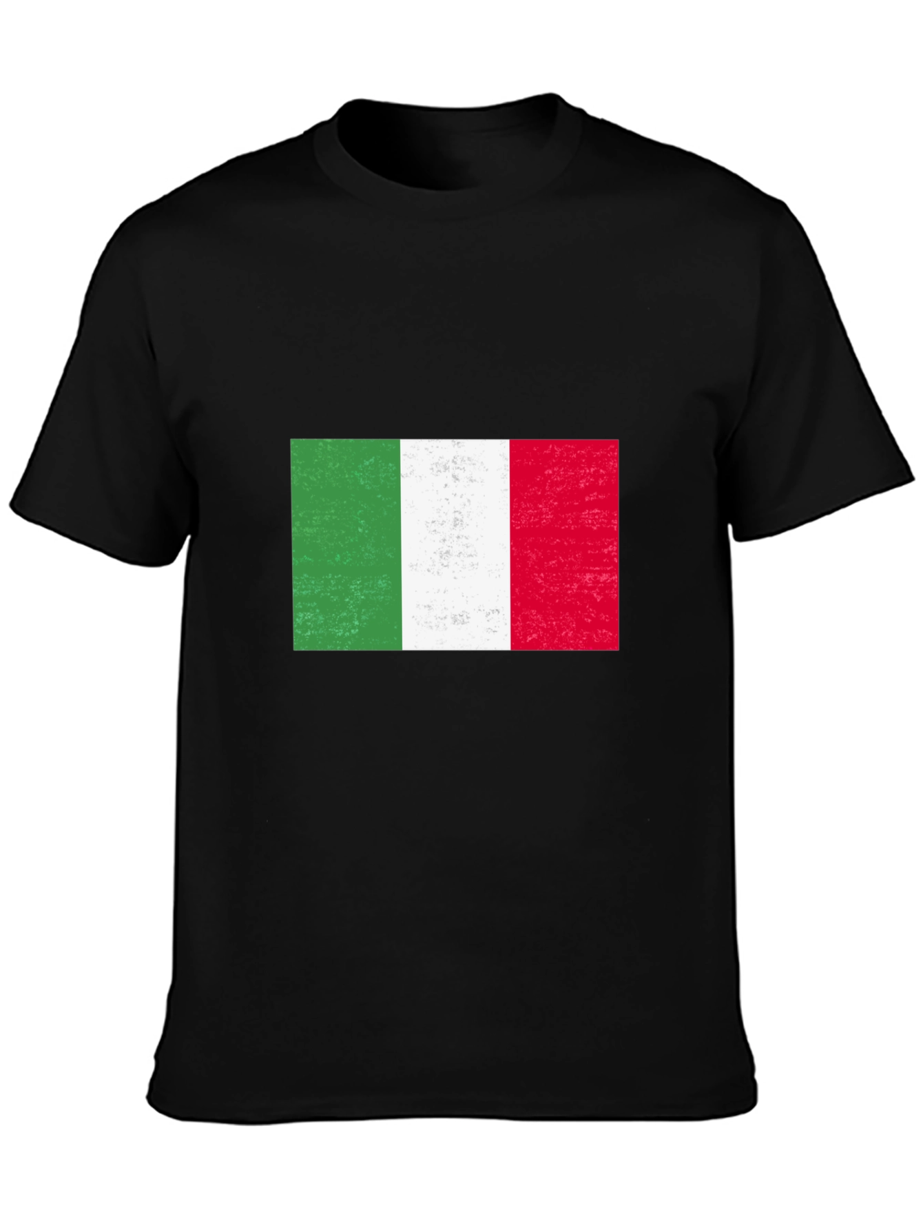 Italy Flag Graphic Tee - Black Cotton Blend
