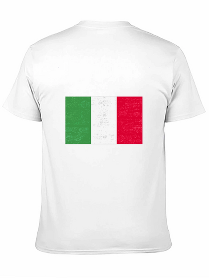 Italy Flag Graphic Tee - Black Cotton Blend