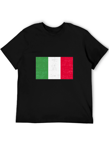 Italy Flag Graphic Tee - Black Cotton Blend