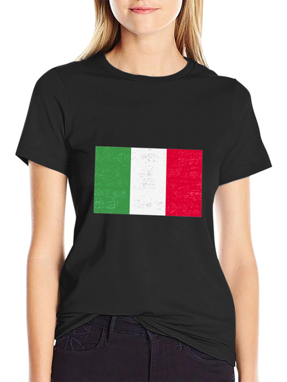 Italy Flag Graphic Tee - Black Cotton Blend