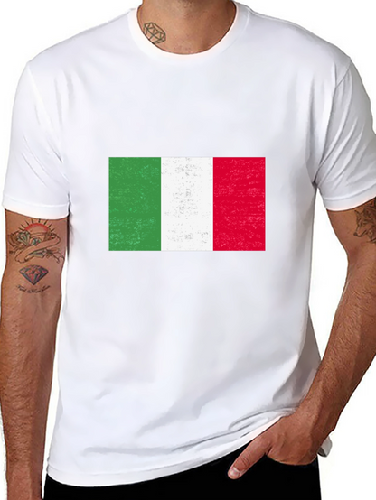 Italy Flag Graphic Tee - Black Cotton Blend