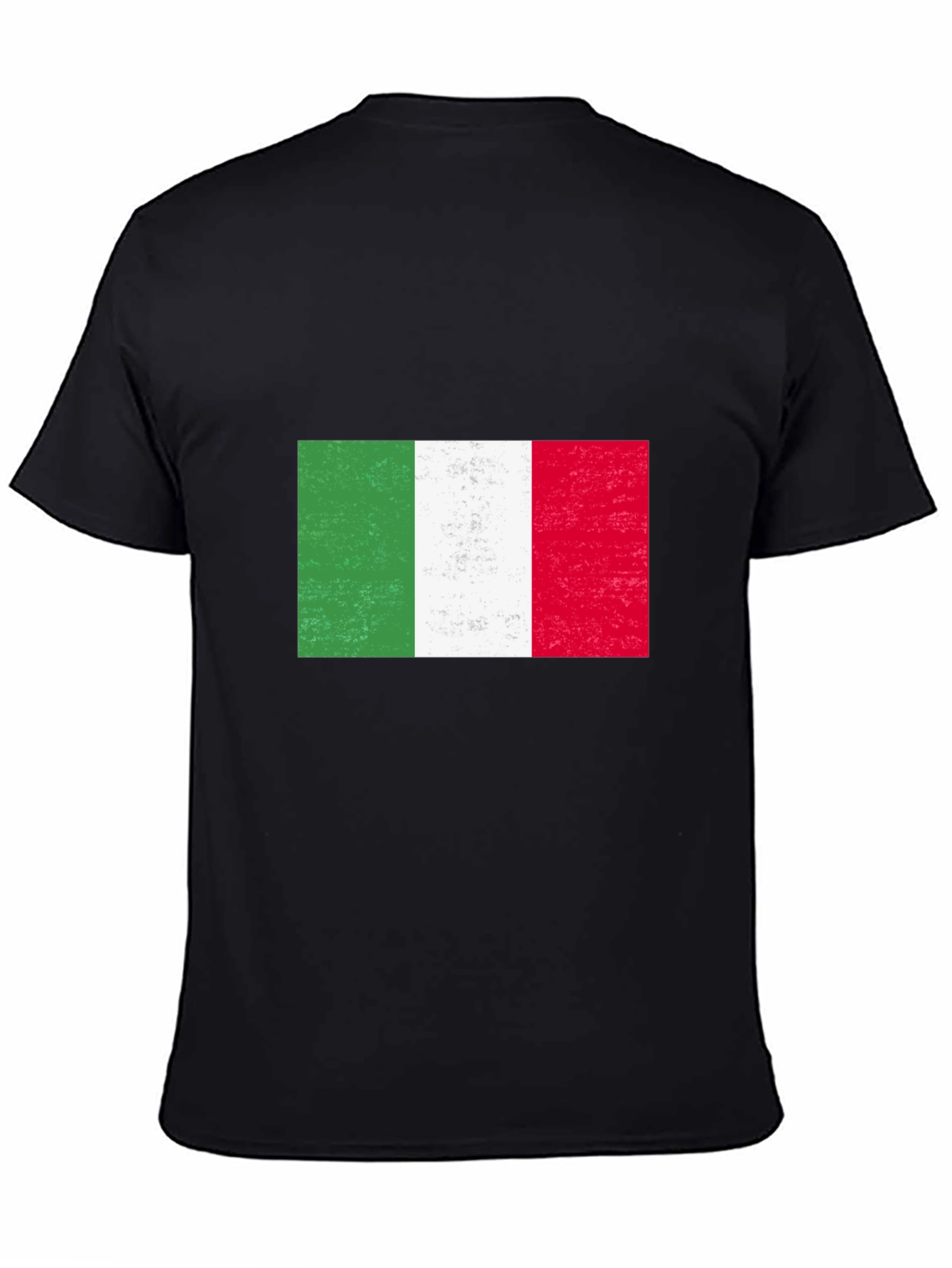 Italy Flag Graphic Tee - Black Cotton Blend