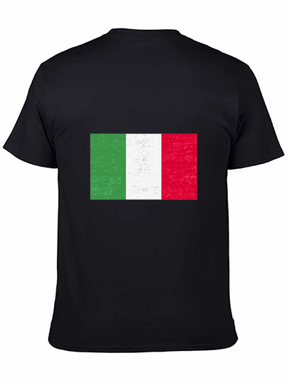 Italy Flag Graphic Tee - Black Cotton Blend
