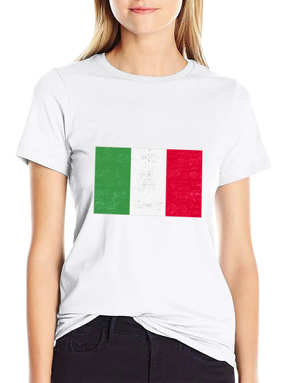 Italy Flag Graphic Tee - Black Cotton Blend