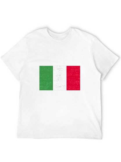 Italy Flag Graphic Tee - Black Cotton Blend