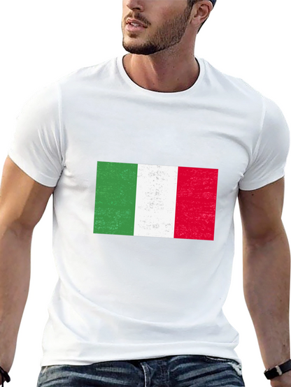 Italy Flag Graphic Tee - Black Cotton Blend